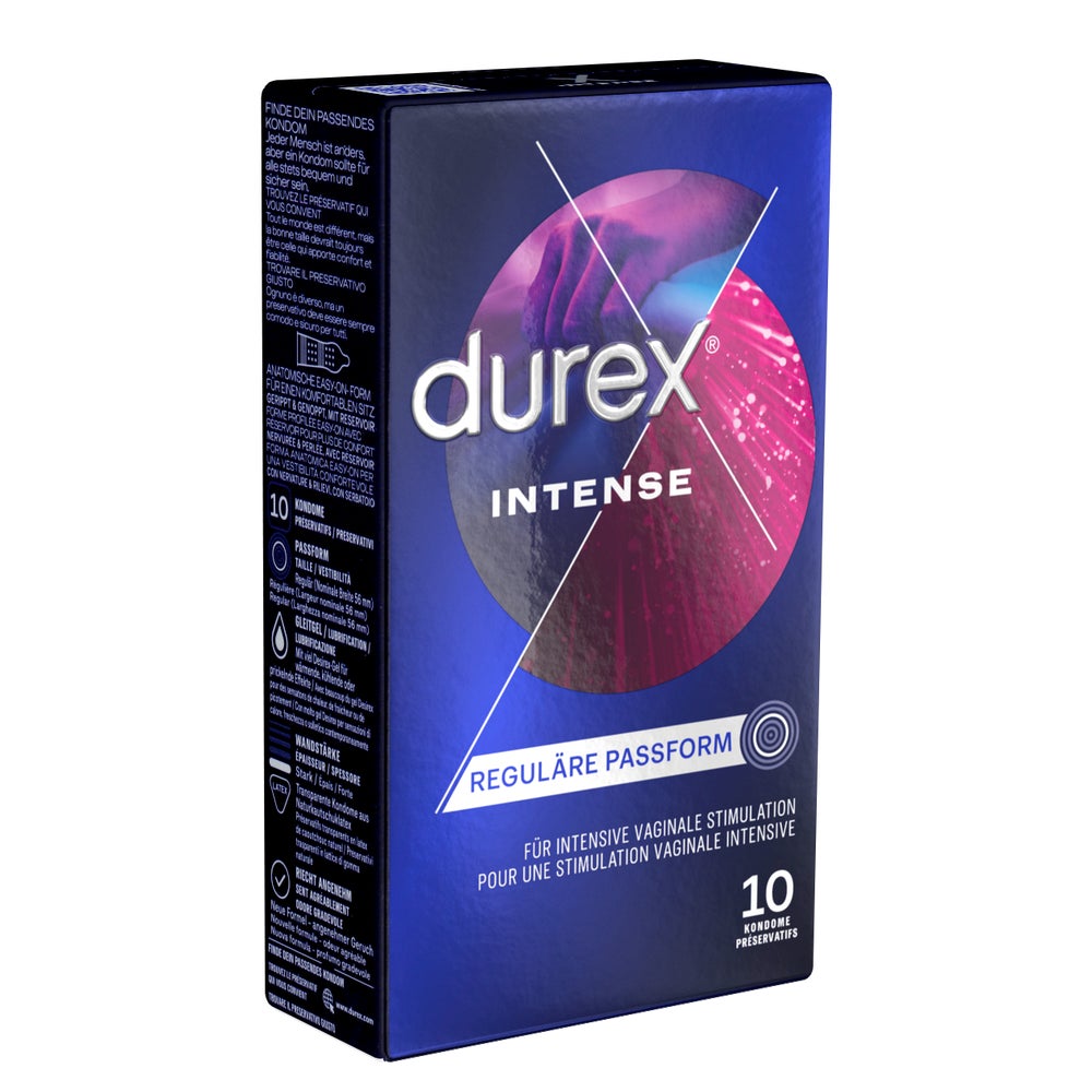 Intense – 10 Kondome mit Rippen, Noppen und Wärme-Effekt (10 Kondome) 10 St