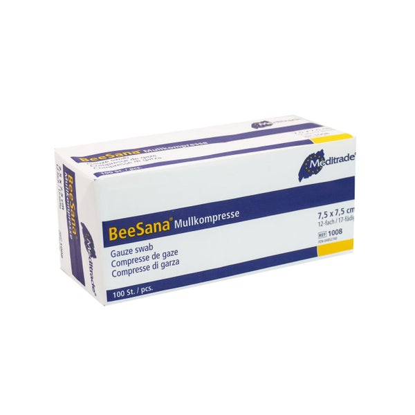 Meditrade BeeSana Mullkompresse unsteril, 12-fach, 7,5 x 7,5 cm 100 P
