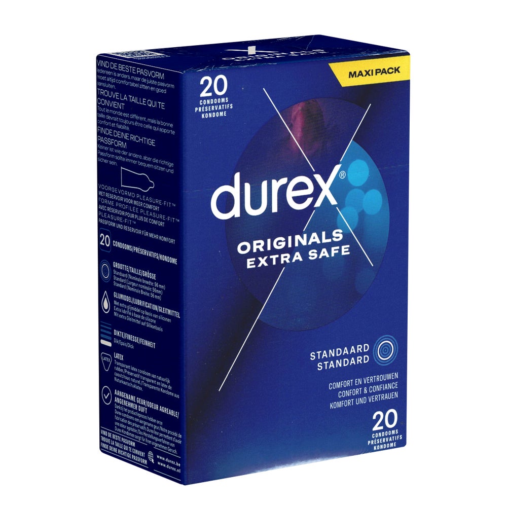 Originals Extra Safe Kondome, Pleasure-Fit, 56 mm, 20 Stück (20 Kondome) 20 St