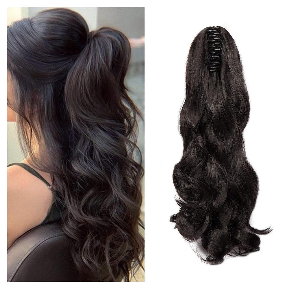 Ponytail Haarteil Clip Extensions Lockig 45 cm 140g Dunkelbr 1 St