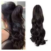 Ponytail Haarteil Clip Extensions Lockig 45 cm 140g Dunkelbr 1 St