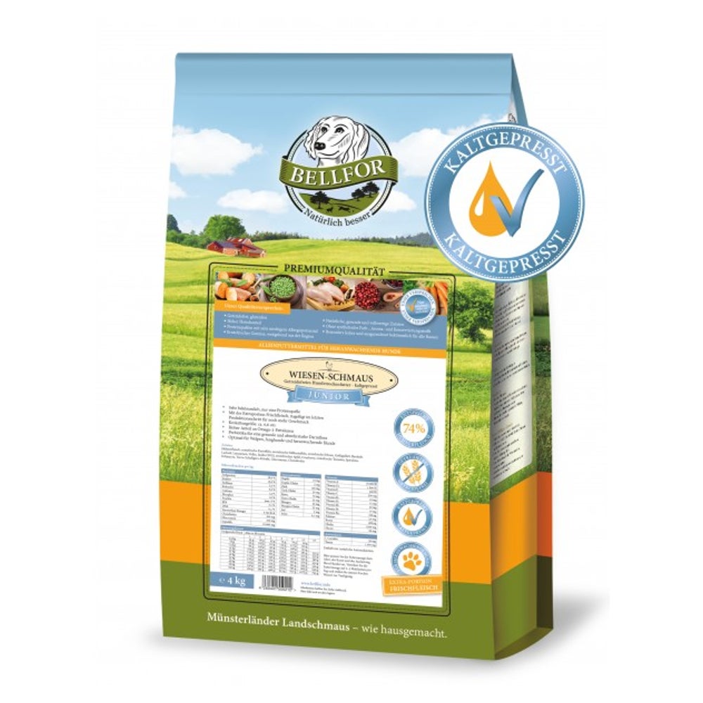 Bellfor Trockenfutter für Welpen und Junge Hunde Wiesen-Schmaus Junior 4kg 4000 g