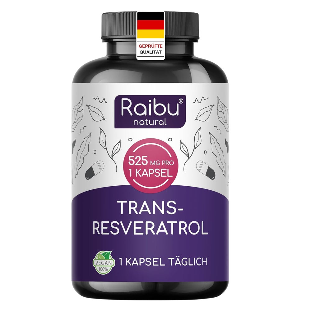 Resveratrol Kapseln, 525 mg pro Kapsel, Hochdosiert - RAIBU 60 St