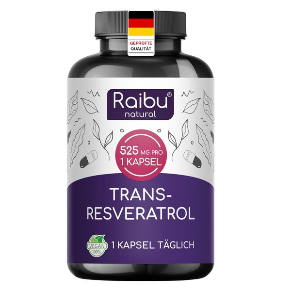 Resveratrol Kapseln, 525 mg pro Kapsel, Hochdosiert - RAIBU 60 St