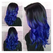 Perücke ombre blau gewellt lang Seitenteil synthetisch L5015 1 St
