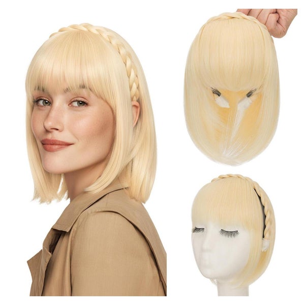 Haarteil Pony Stirnband Haaraufsatz Fransen Bleichblond L-Bl 1 St