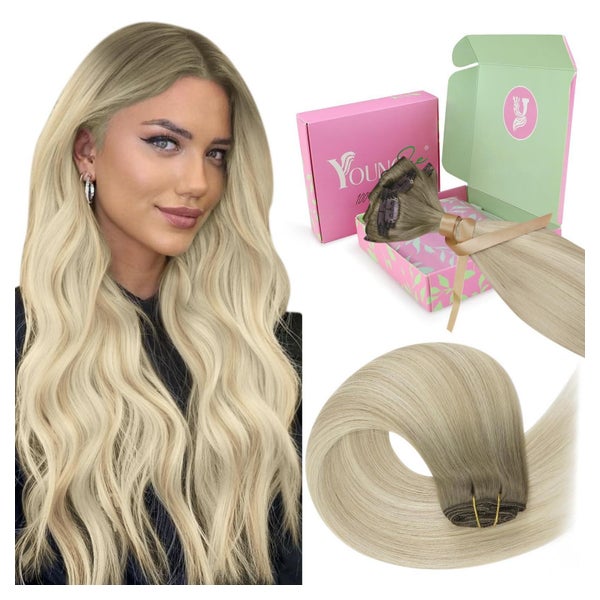 Extensions Echthaar Clip Ombre Aschblond 1-Clip-3-#SUN 35 cm 1 St