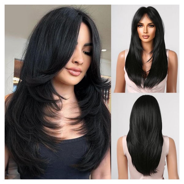Perücke Layered Bangs Frauen Naturhaar schwarz 2068-8 1 St