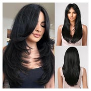 Perücke Layered Bangs Frauen Naturhaar schwarz 2068-8 1 St