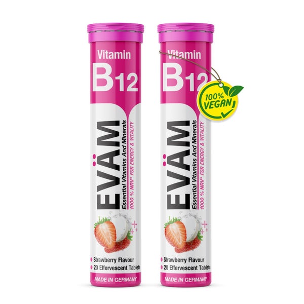Vitamin B12 Brausetabletten 1000% hochdosiert Vegan 2er Pack 40 St