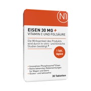 Produktabbildung: N1 Eisentabletten 30 mg + Vitamin C & Folsäure 30 St