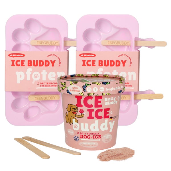 Starter-Kit Hundeeis, 2x Hunde-Eisform + Eispulver Blaubeere 2 St