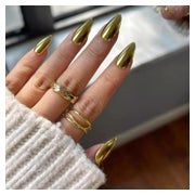 Fingernägel Press On Acryl Mandel Spiegeleffekt Metallic Gol 1 St