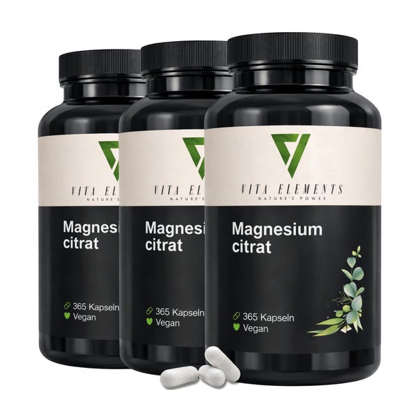 Vita Elements Magnesiumcitrat Kapseln 3 x 365 St