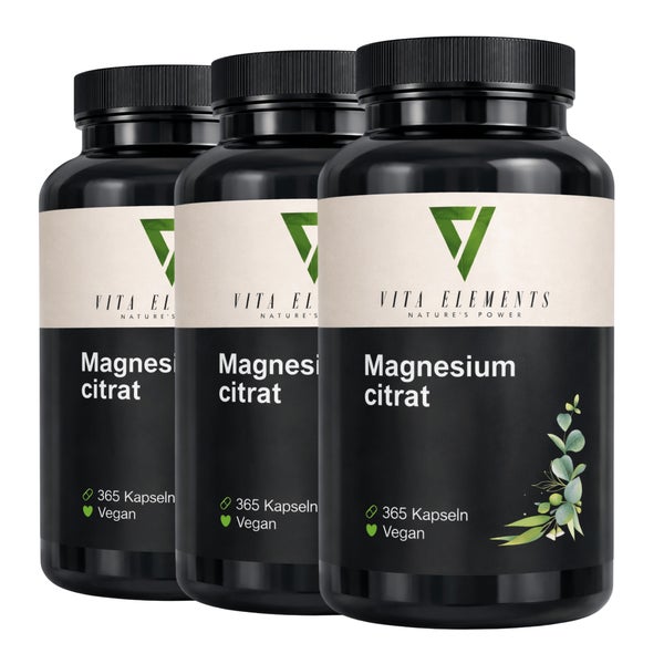 Vita Elements Magnesiumcitrat Kapseln 3er Set 365 St