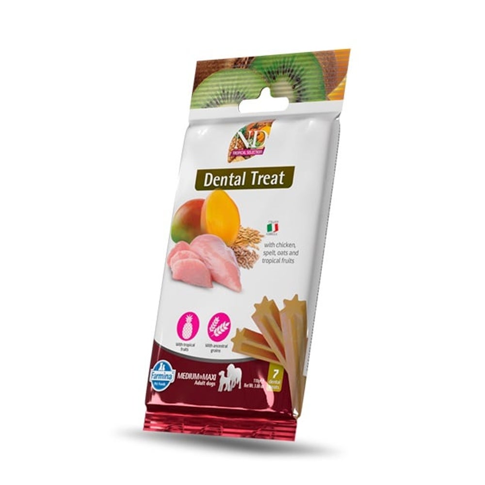FARMINA N&D Tropical Selection Dental Treat Chicken Medium/Maxi (7 szt) dental snack für mittelgroße und große Hunde 0,1 kg