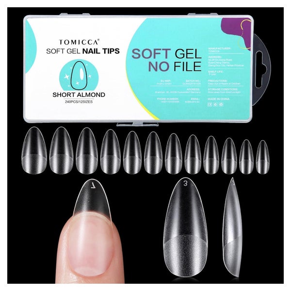 Nageltips Mandel Fullcover Gel PreShaped 240 Pieces 8.Mandel 1 St