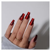 Künstliche Nägel Lange Sarg Cat Eye Glitzer Rot Burgunderrot 1 St