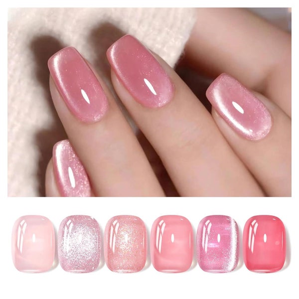 Nagellack Gel Jelly UV Cat Eye Magnetic Nude Rosa mit nackte 1 St