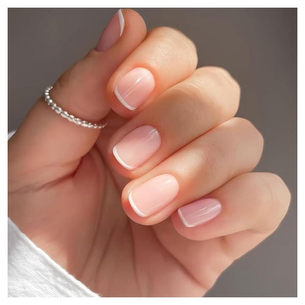 Künstliche Nägel 24 Stück rosa French Tips kurz eckig selbst 1 St