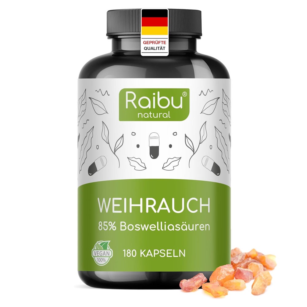 Weichrauch Kapseln, 85% Boswelliasäuren pro Kapsel, Hochdosiert - RAIBU 180 St