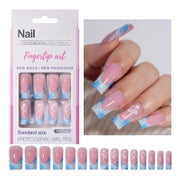 Falsche Nägel 30 Französisch Blumenmuster French Blue 1 ml ( 1 St