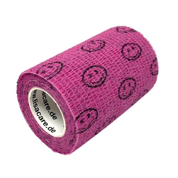 LisaCare kohäsive Bandage - Smiley Rosa - 10cmx4,5m 1 St