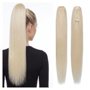 Pferdeschwanz Extensions Echthaar Remy Zopf 40cm #60 Platinb 1 St