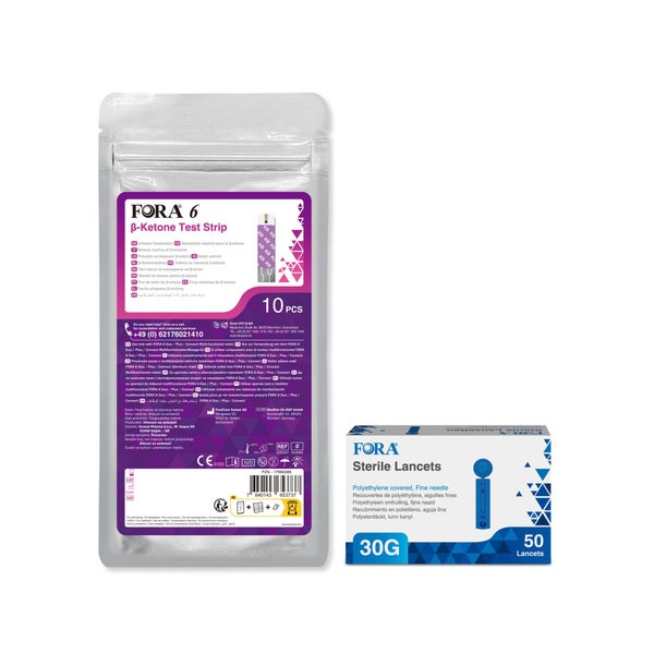 FORA 6 Ketonenteststreifen + FORA Lanzetten 30G - The Tester 1 St