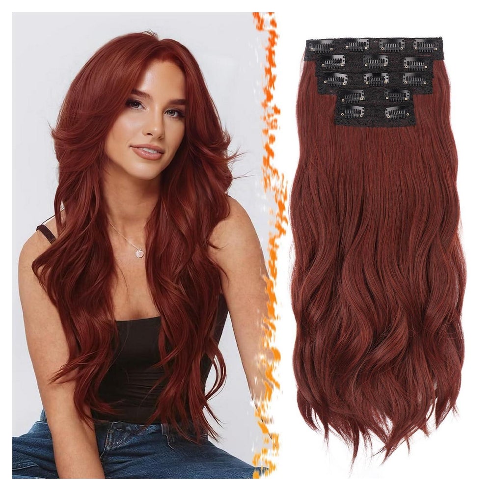 Clipin Extensions Haarteil Haarverlängerungen Dunkel Auburn 1 St