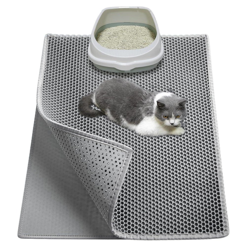Katzenklo Matte EVA Katzenstreu Waben Doppelschicht Grau 76x 1 St