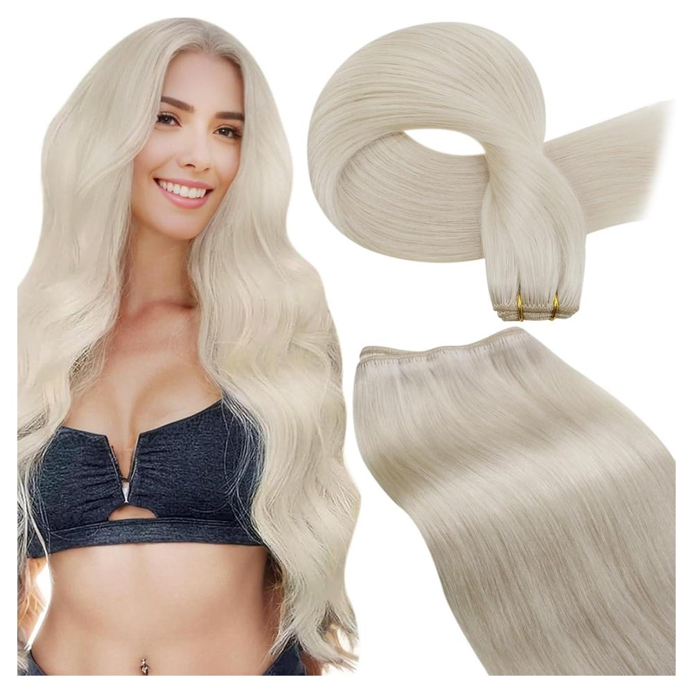 Haartressen Echthaar Blond Einnähen Doppelt 50cm-100G 4.96-W 1 St
