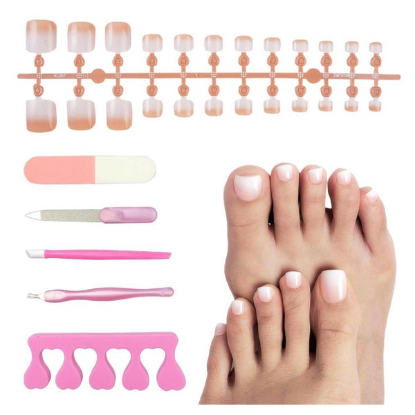 Fußnägel 120 Stück zum Aufkleben 12 Größen Nude Rosa Matt Fr 1 St