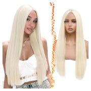 Perücke Gerade Mittelscheitel Damen Synthetisch Platin Blond 1 St