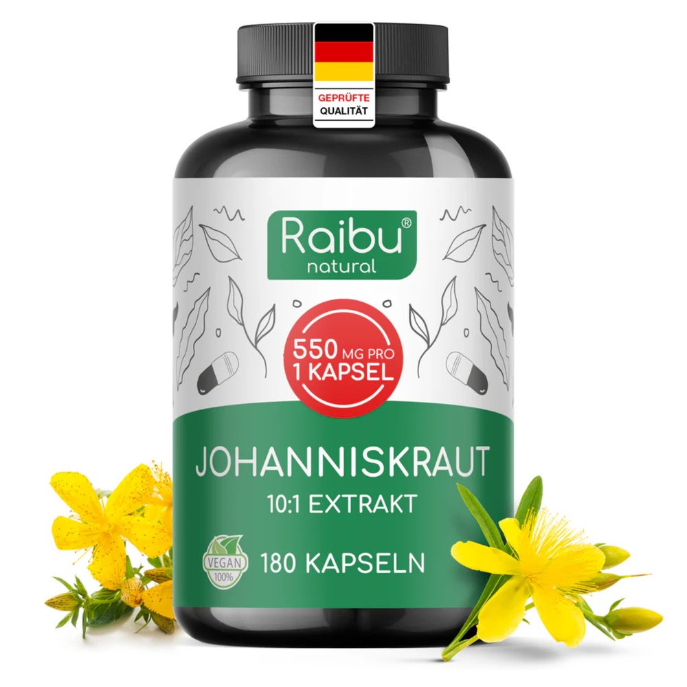 Johanniskraut Kapseln, 550 mg pro Kapsel, Hochdosiert - RAIBU 180 St