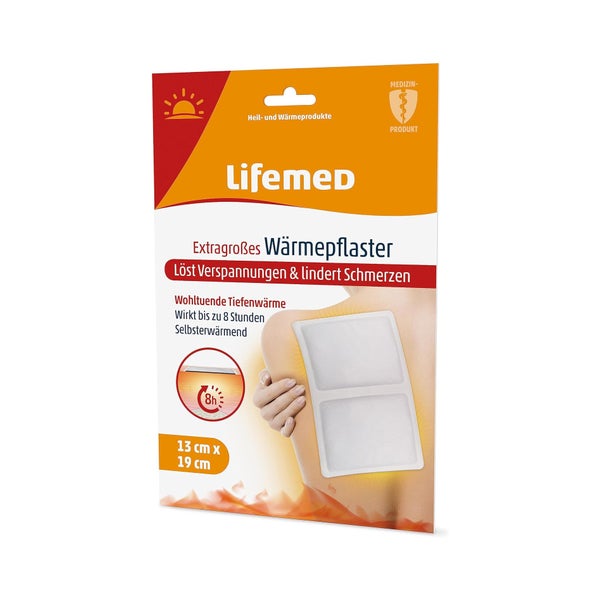 Lifemed Wärmepflaster extragroß, 19 cm x 13 cm, weiß, 3er Pack 24 St