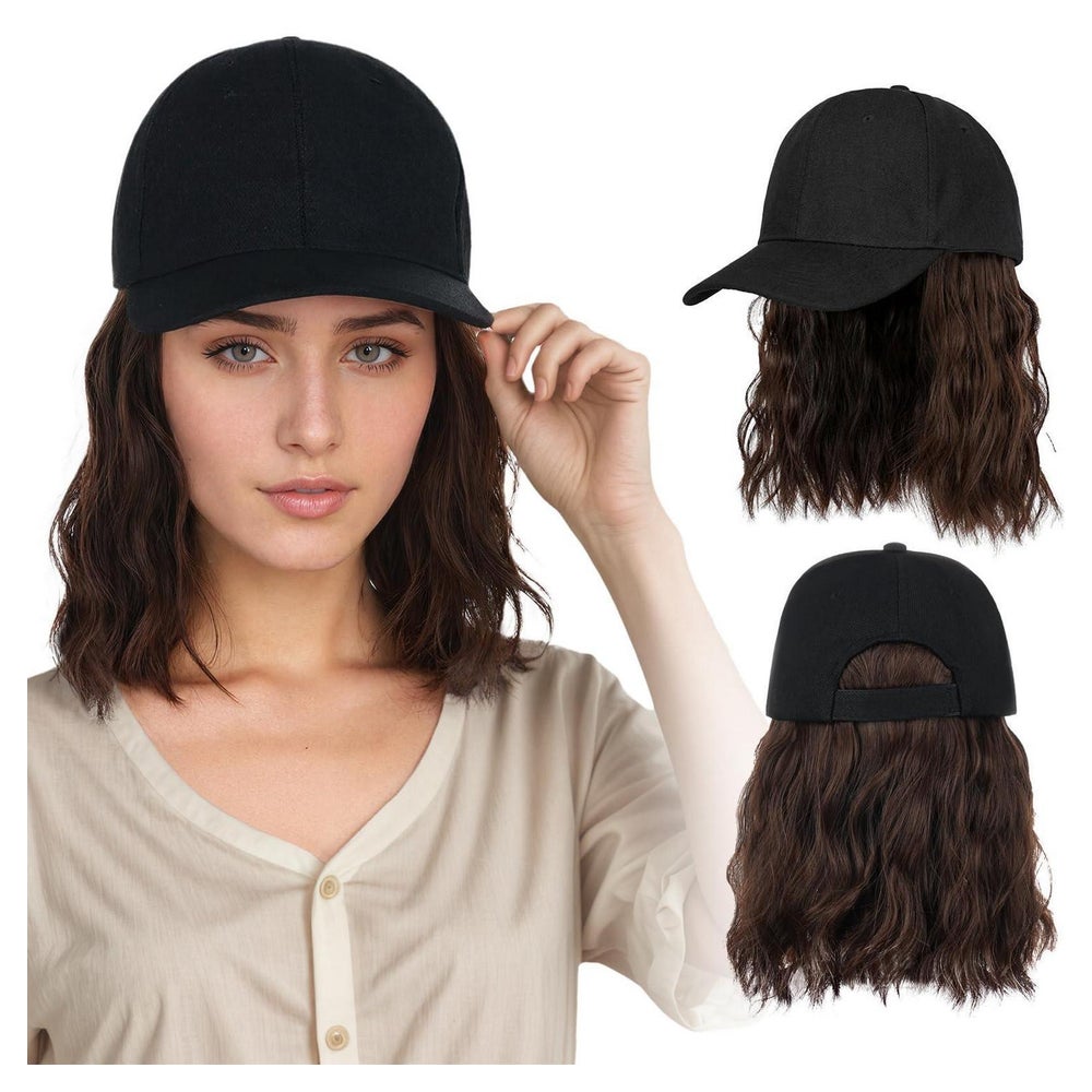 Hutperücke Damen Kunsthaar 30 cm Locken Wellen Kurzhaar Dark 1 St