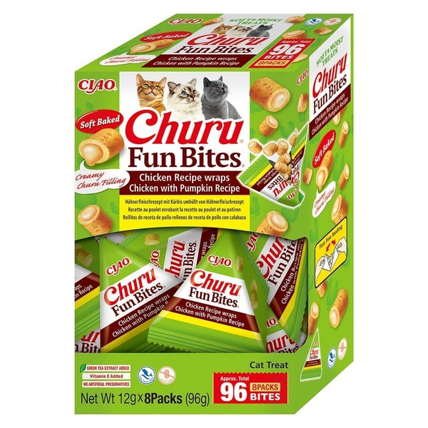 INABA Cat Fun Bites Chicken with Pumpkin 8x12g wraps 0,096 kg
