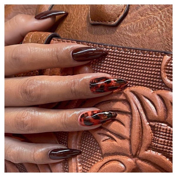 Nägel Press On Gel Leopard Mandel Braun Fake Set 24 almond b 1 St