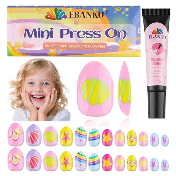 Falsche Nägel Kinder Mädchen Seestern 24 Stück Nagelkleber R 1 St