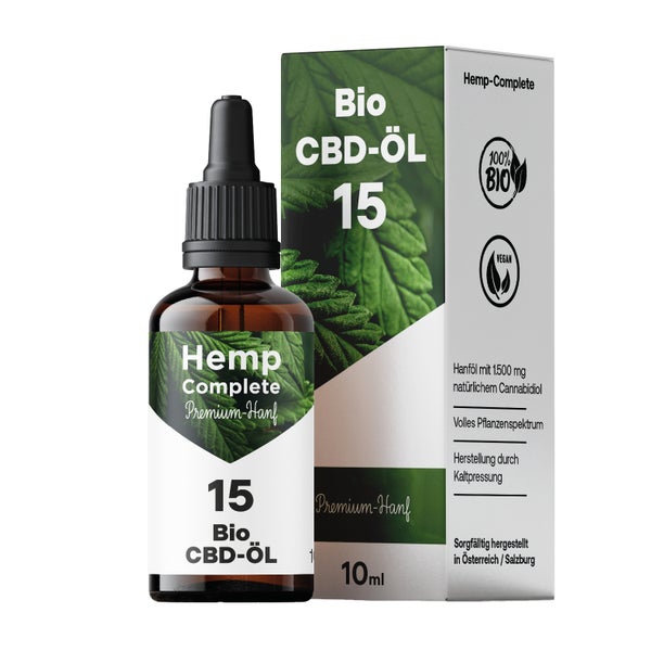 Bio CBD Öl 15 Vollspektrum Hanf Tropfen - Hemp-Complete® 10 ml