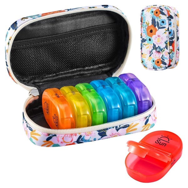 Tablettenbox 7 Tage Pillendose 2 Fächer Regenbogen Canvas Ta 1 St