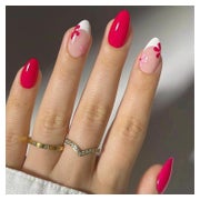 24 Stück Blumen Design Kurz Oval Acryl False Nails Set Frenc 1 St