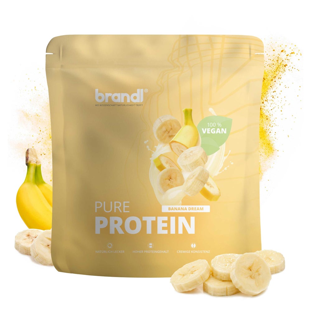 brandl® Premium Proteinpulver VEGAN Banane | veganes Eiweißpulver mit zugesetzten Aminosäuren 1000 g