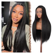 Perücke Lacefront Synthetik Damen Spitzenfront 75 cm Schwarz 1 St