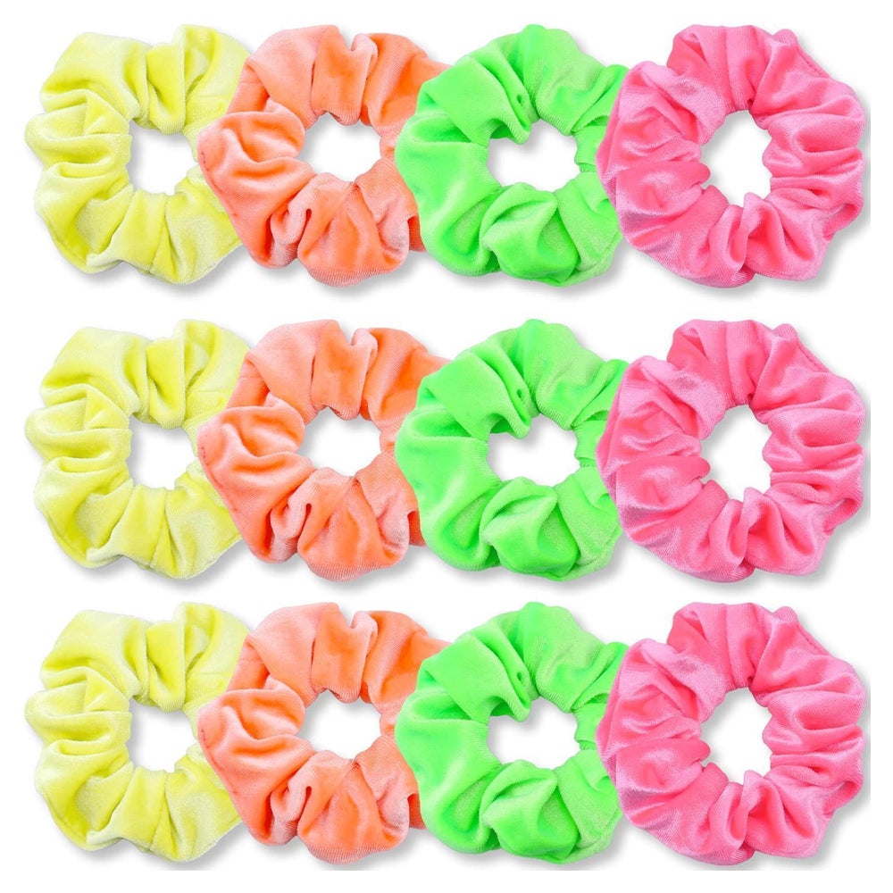 Neon Haargummis für Mädchen 80er Jahre Samt Scrunchy Haarsch 1 St