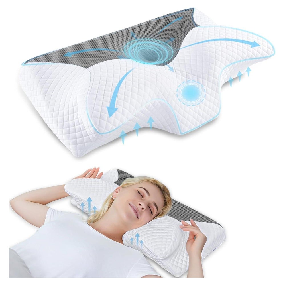 Kissen Nackenstützkissen Memory Foam 60 x 35 x 8 12cm Grau 1 St