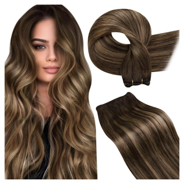 Extensions Echthaar Weft Braun Balayage 40cm-100G 4.9-Weft-# 1 St