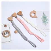 Scherkette 3er Set Unisex Clip Baumwolle Holz rosa weiß grau 1 St