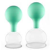 Produktabbildung: Pulox Schröpfgläser aus Echtglas mit Saugball - Set Duo Groß in Grün: 52mm, 62mm 2 St